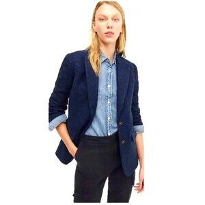 J. Crew Womens Boyfriend English Wool Blazer Navy Speckled Size 4 NWT Preppy